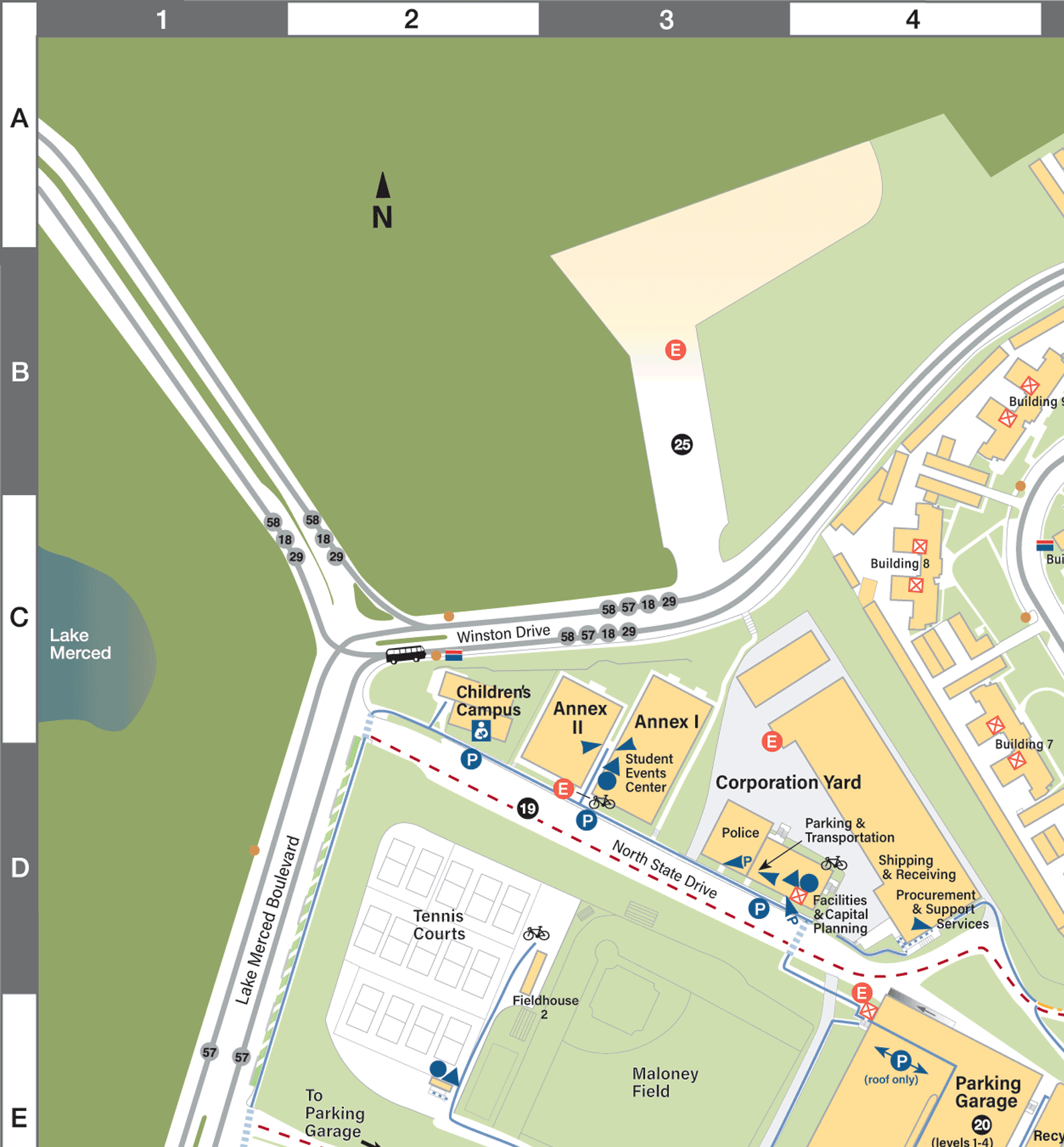Map of the SFSU Quad Northwest as of May 2025